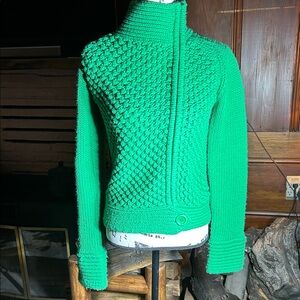 MODA Intl. Green Women's Moto-Inspired Knit Cardigan w/ Asymmetric Zip
